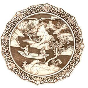 Arnart Ivory Dynasty Plate Resin Carved Decorative Plate 9.5" Vintage 1982